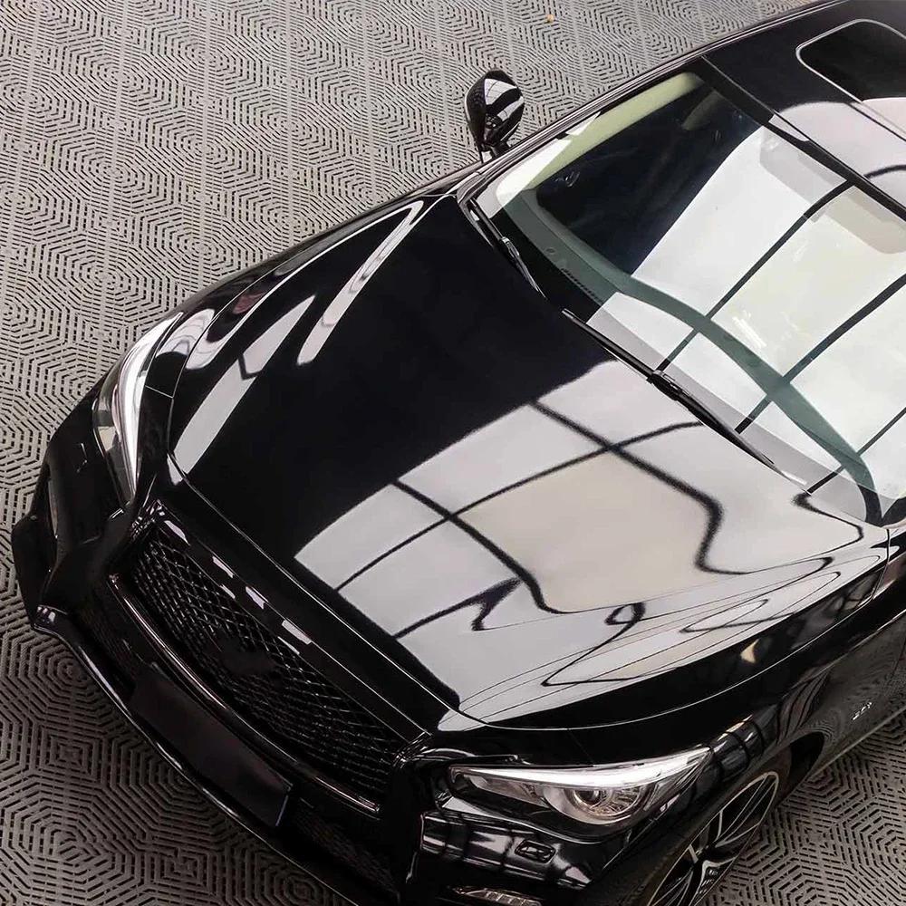 Premium Glossy Bright Black Self-adhesive Vinyl Car Wrap Film Vehicle Decal Auto Decor Film Air Bubble Free Paper Based Package