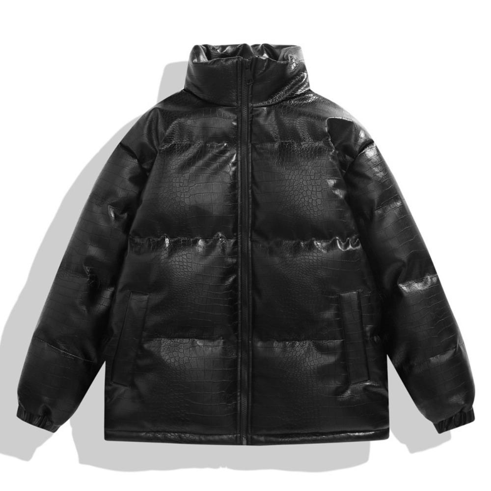 

Мужская зимняя водонепроницаемая и ветрозащитная куртка с хлопковой подкладкой, воротником-стойкой и свободной двусторонней посадкой.. Это модное пальто 3XL чёрный