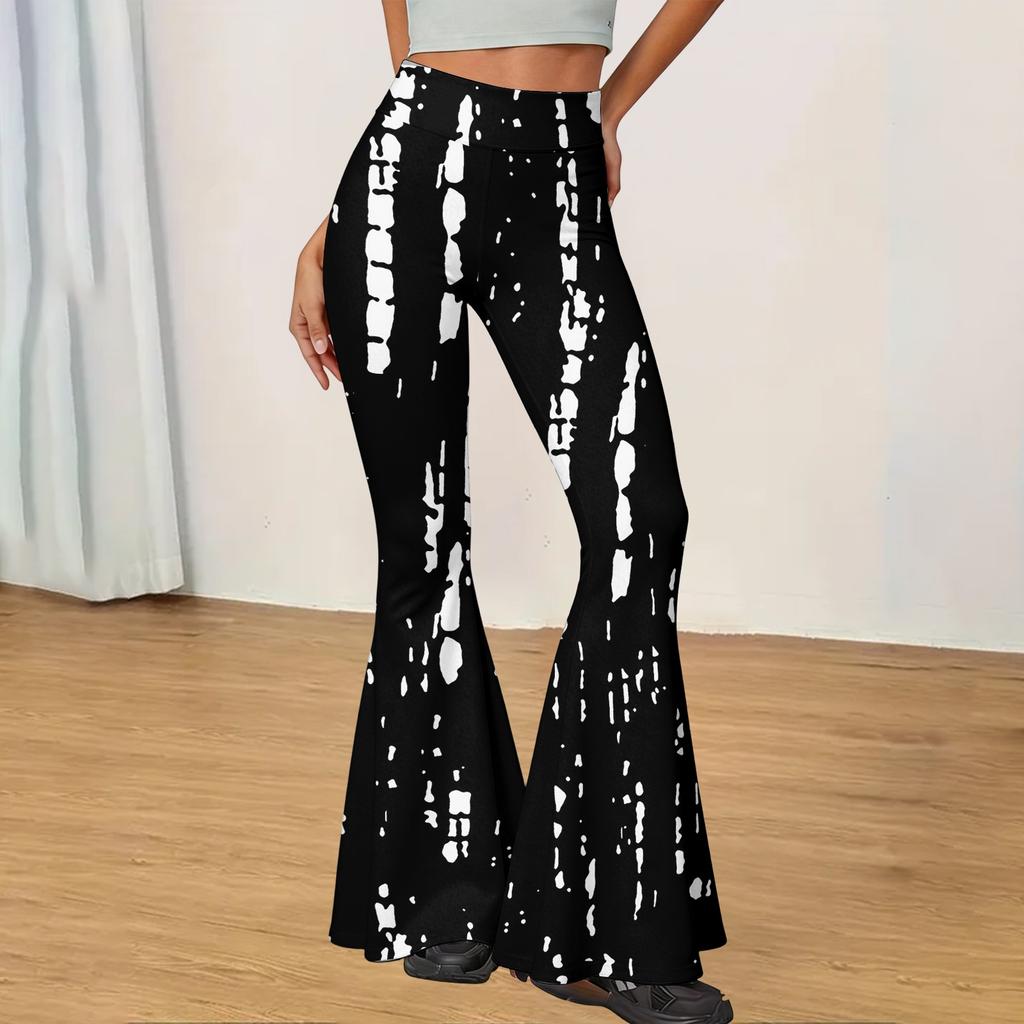 High Waist Bootcut Hosen für Damen Dehnbar Schlank geschnitten Lässige Hosen Yogahosen mit Aufdruck Geeignet für den täglichen Gebrauch