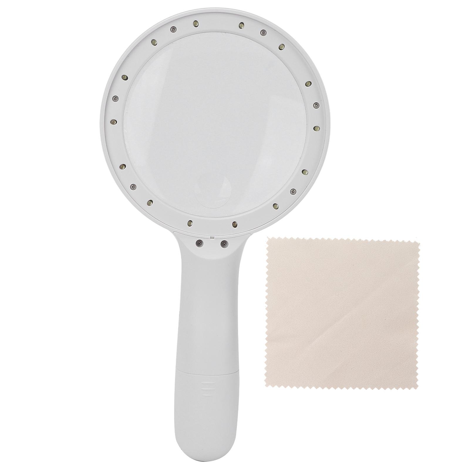 

Handheld Magnifying Glass Travel Portable Elderly Reading Magnifier with LED Light