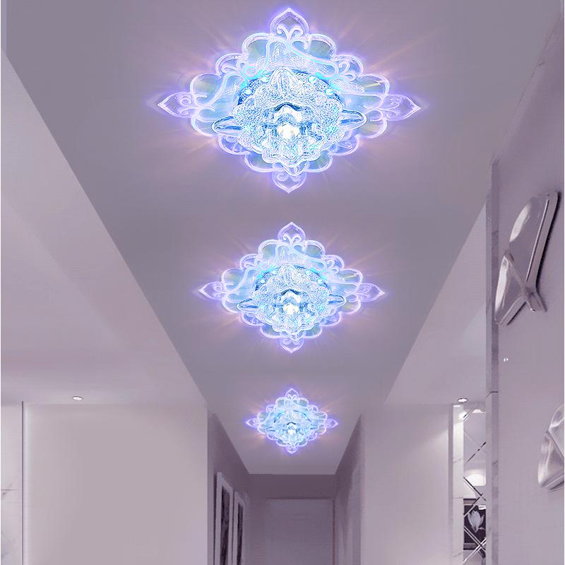 110-240V 3W Modern Crystal Pendant Lamp LED Ceiling Warm/Colorful Light Fixture Aisle Hallway