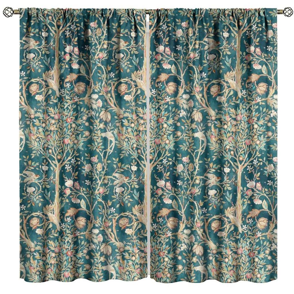 Tenda Retro Finestre William Morris con Motivo Botanico, Tenda Oscurante William Morris Arte Floreale 2 Pannelli