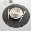 1PC Round Braided Placemat Fringe Paper Table Mats Hand Woven Non-slip Insulation Place Mat Tea Cup Pad Dining Table Decorations