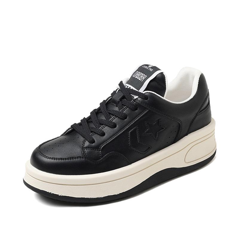 

Маленькие белые спортивные туфли на толстой подошве, женские осенне-зимние новые кожаные универсальные повседневные туфли для похудения и увеличения веса 40 чёрный