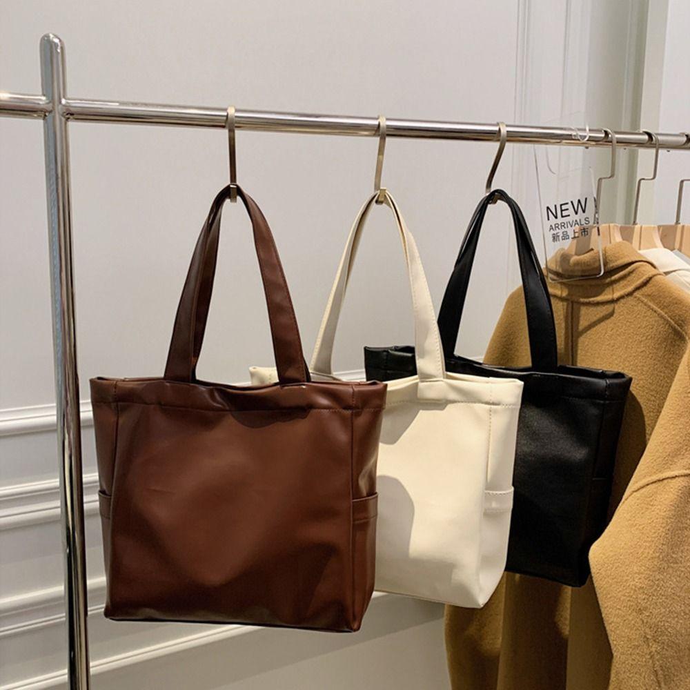 Magnetic Buckle Large Capacity Handbag Vertical Square Portable Shoulder Bag  College Student