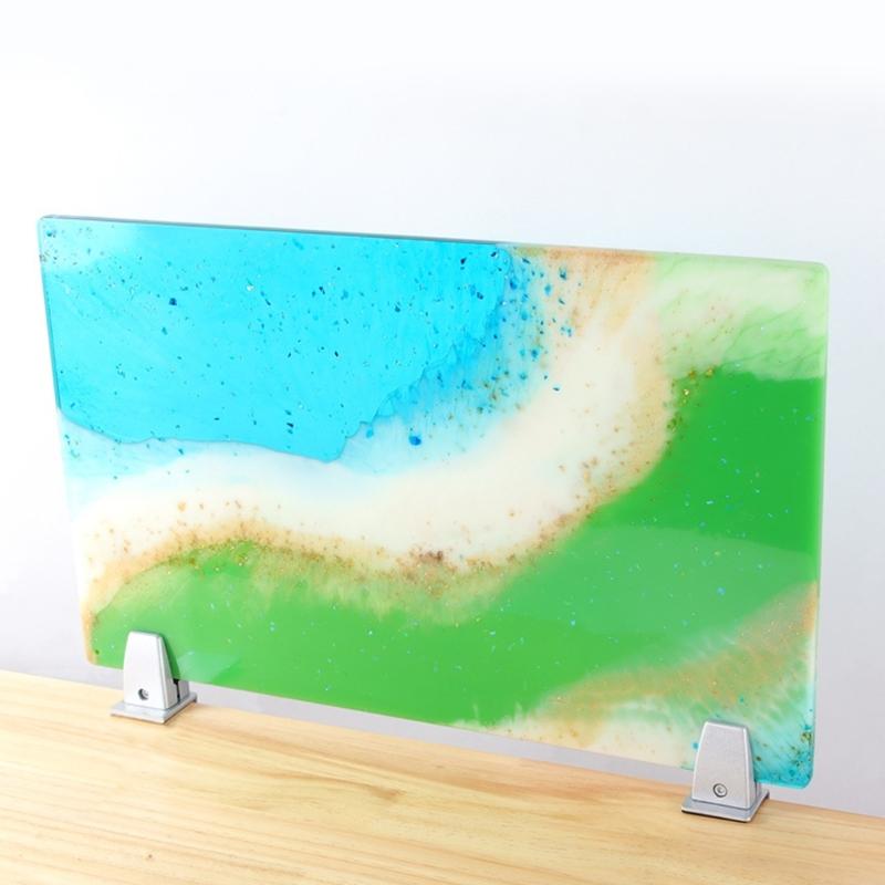 Diy Crystal Epoxy Hole Shelf Mould Mirror Desktop Screen Partition Bracket Mold for Item Cosmetic Jewelry Storage