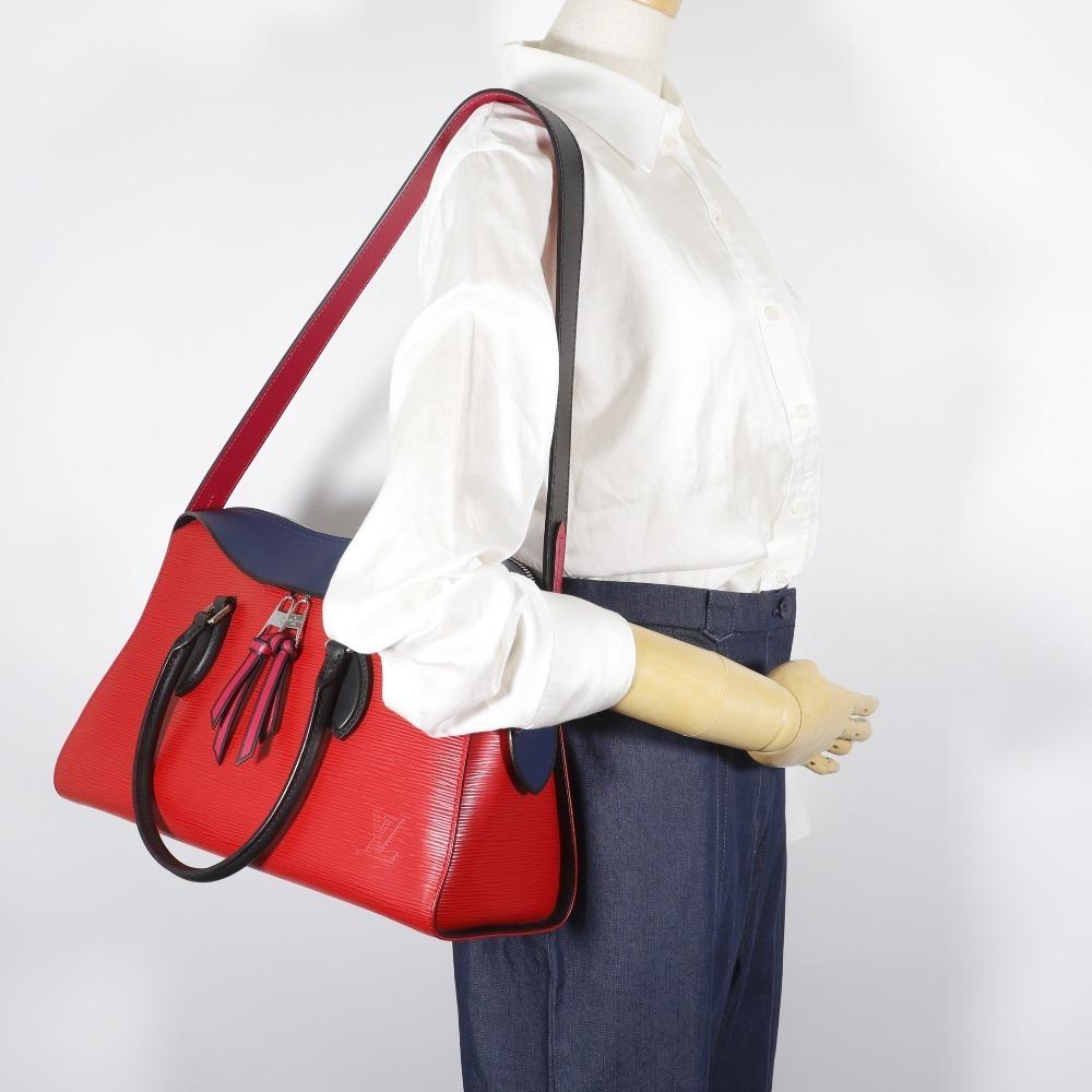 LOUIS VUITTON Tuileries Tote Handbag M53544 2WAYShoulder Red / dark blue Epi Leather Women Used
