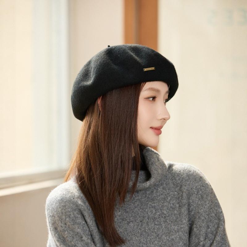 Wool Beret Women's Autumn and Winter Fashion Painter Hat Temperament Bud Hat Warm Pumpkin Hat