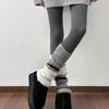 2pairs American Retro Cashmere Color Blocking Long Sock Winter Warm Knitted Leg Warmers for Women Lolita JK Boot Cover Stockings