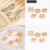 Modern Retro Metal Ring Stack For Women Featuring Geometric Lines For Daily Wear