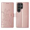 For Samsung Galaxy S25 Ultra Wallet Case Butterfly Floral Imprint PU Leather Phone Cover with Wrist Strap