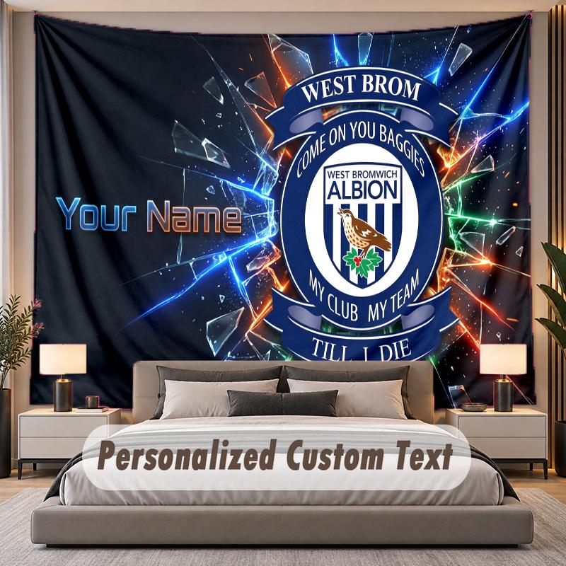 Custom Name Text Tapestry West Bromwich Albion Personalized Polyester Wall Tapestry For Bedroom And Room