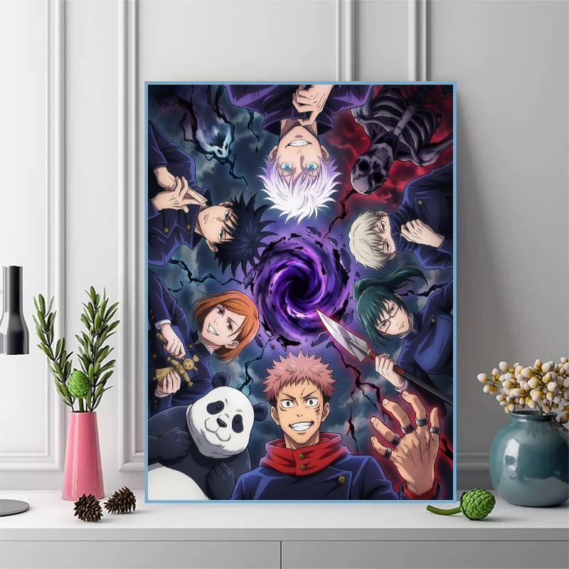 Jujutsu Kaisen Manga & Key Character Set Pattern 3pcs 100% Round Full Drill 5D DIY Diamond Painting Embroidery Cross Stitch Rhinestone Décor