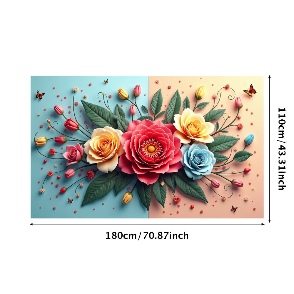 Peony Rose Flower Banner Backdrop Spring Outing Wedding Decor Photography Background Party Decoration Event Photo Shoot Supplies