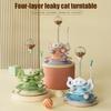 Turntable Cat Toy 3-Tier Roller Track Cat Tower Toy with Feather And Balls Interactive Cat Puzzle Feeder for Indoor Cats