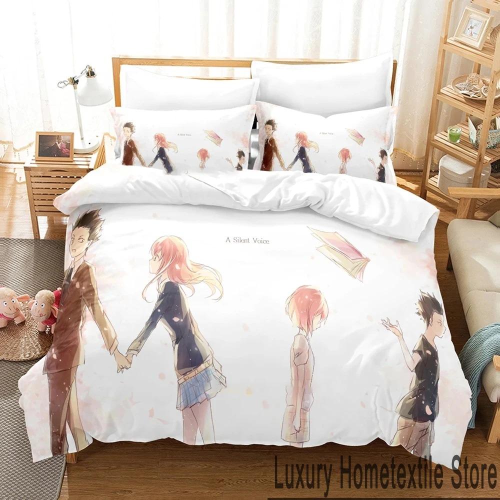 3D Print Anime A Silent Voice Bedding Set Boys Girls Twin Queen King Size Duvet Cover Pillowcase Bed Boys Adult