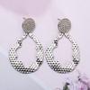 Minimalist Women's Geometric Teardrop Earrings with Irregular Hollow Design and Zinc Alloy Diamond Inlays