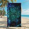 Mandala Lotus Flower Galaxy Print Beach Towel Quick Dry Sand Free with Blue Purple Colorful Design for Swimming Travel