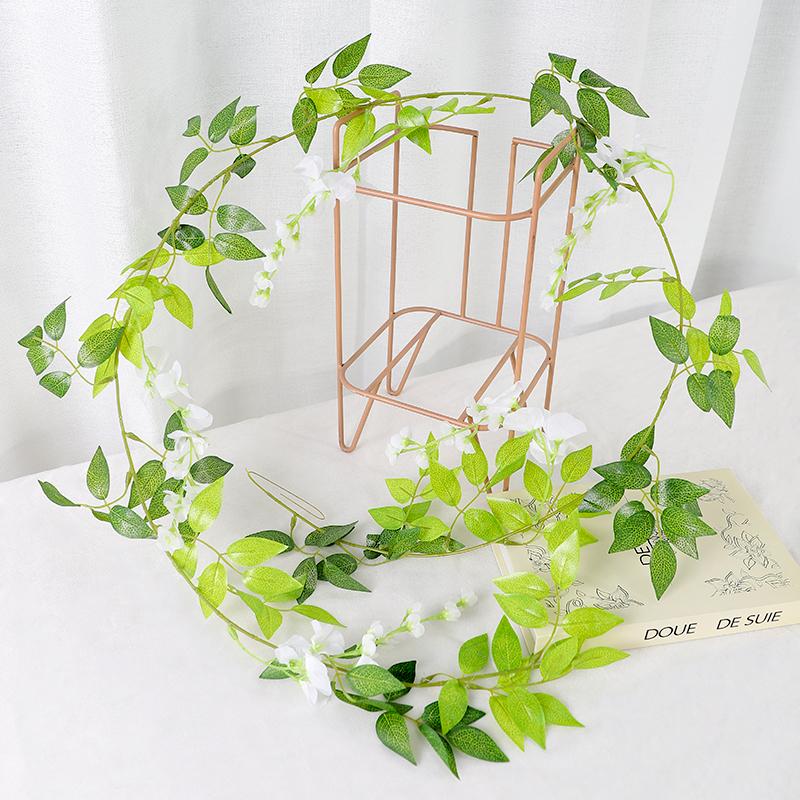 1.9M Artificial Wisteria Flowers Garland Vine Silk Hanging Flower for Home Garden Outdoor Ceremony Wedding Arch Floral Decor