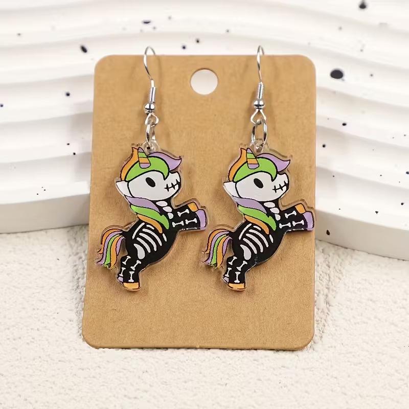 Colorful Little Pony Acrylic Earrings - Creative Cute Cartoon Animal Design