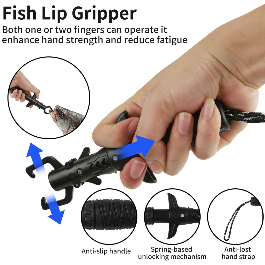 Fish Lip Gripper Pliers & Fish Lip Gripper Set Upgraded Muti-Function Hook Remover Split Ring Pliers for Ice Fishing Gear