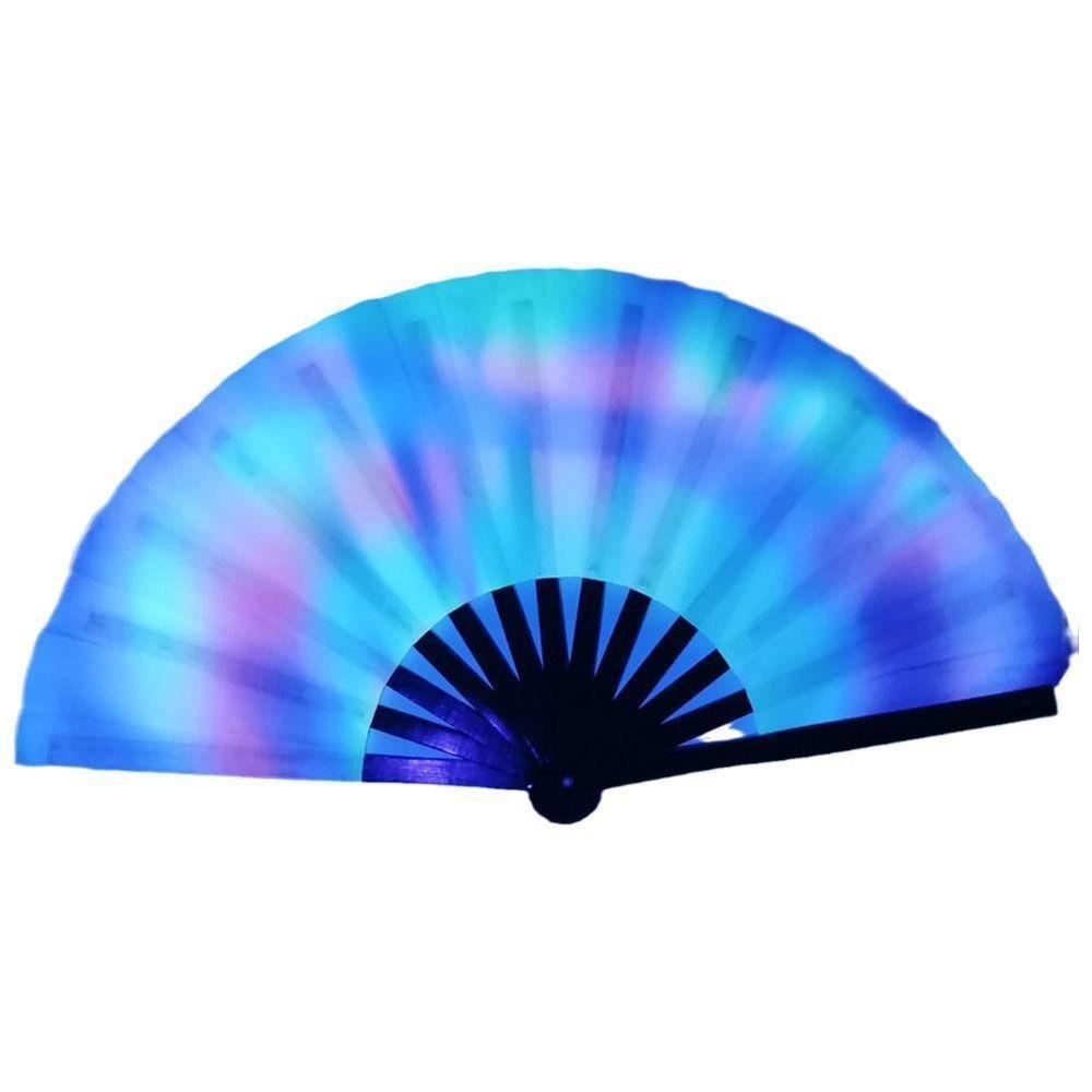 Fans with Lights Large Folded Hand Fan Folding Large Foldable Handheld Rave Fan 33cm Colorful Rainbow Folding Fan Dance