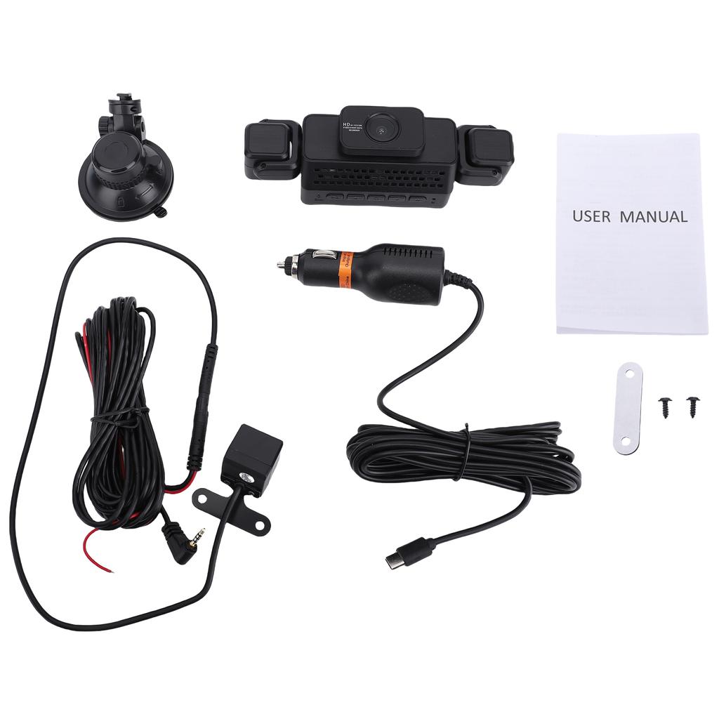 4 Channel Dash Cam, 1080P Front and 480P Rear Left Right, WiFi Car Camera with Night Vision, Parking Mode, Loop