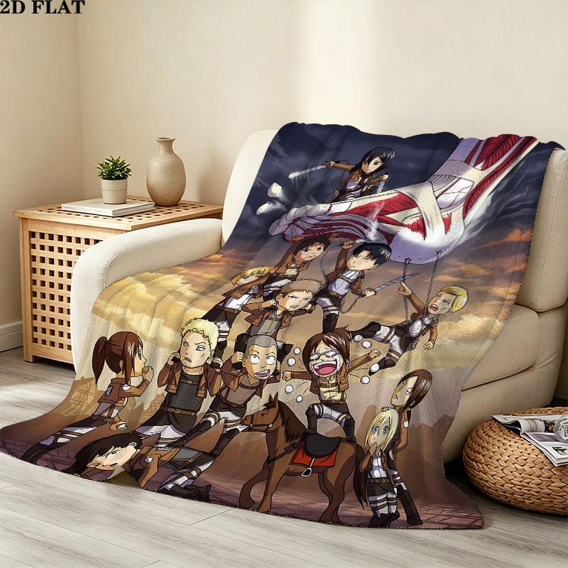 1PC Attack Titan Patterned Flannel Blanket Suitable For All Seasons For Home Decor Warmth And Comfort Gifts Holiday Present
