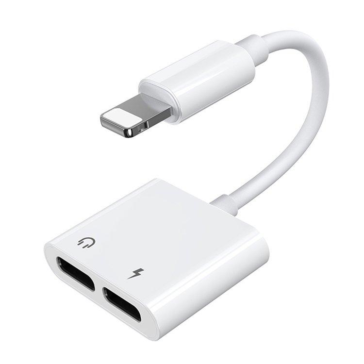 Adattatore splitter per cuffie iPhone Lightning 2x Lightning bianco