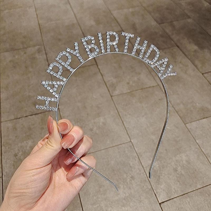 Happy Birthday Headband Party Decoration Headband Flash Drill Letters Simple Temperament Gift
