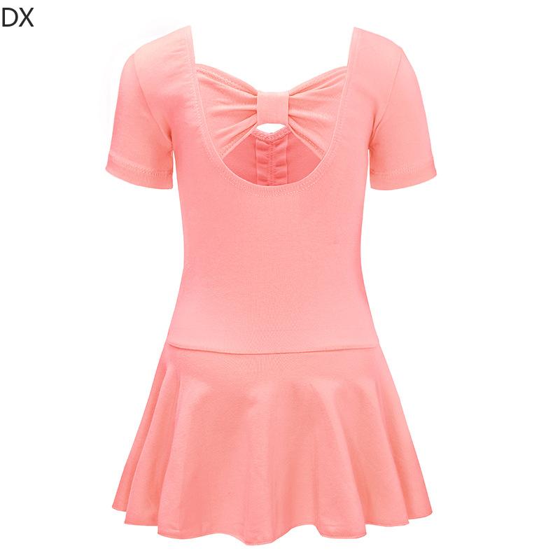 DX-Dance Costume Kids Costume Spring Short Sleeve Girls Bow Ballet Dress Girl