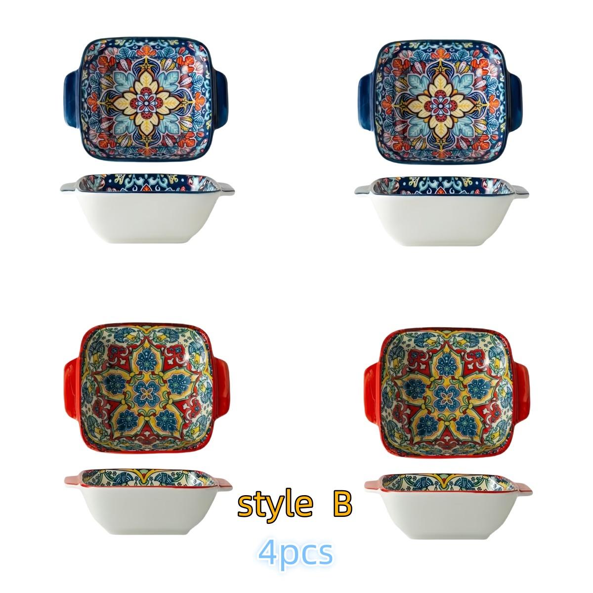 

Bohemian vintage ceramic amphora bowl baking bowl high value household rice bowl fruit salad bowl creative dessert bowl premium 6.1 inch