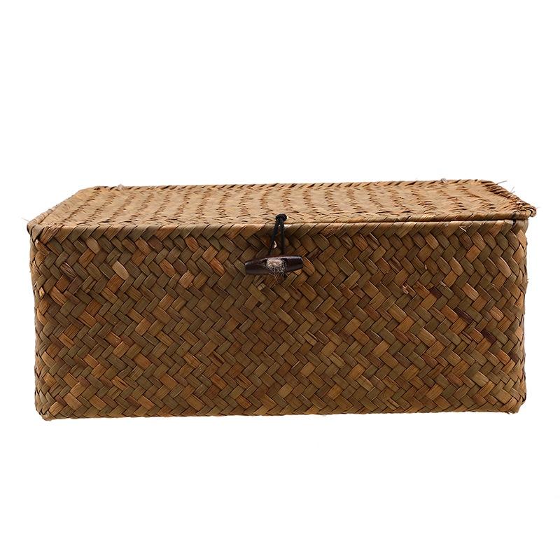 3pcs Handcrafted Grass Woven Storage Box With Lid Lock Gifts Xmas Hamper Basket
