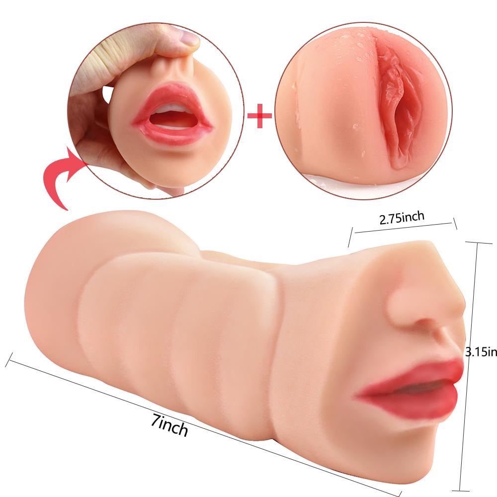Male Oral Masturbator 2 In 1 Realistic Vagina Mastubators for Men Pocket Pusssy Blowjob Masturbation Sex Toy