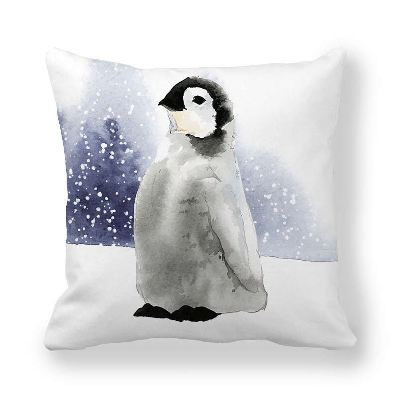 Icy And Snowy Animal Patterns Digital Printing Short Plush Pillow Covers For Car Sofa Office Cushion Cover Home Goods