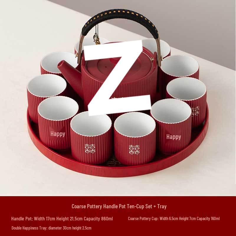 Wedding Tea Set: Teacups & Teapot Gift for Newlyweds, Perfect for Tea Ceremony, Toasting, & Dowry Souvenir