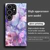 Funda de teléfono de vidrio templado con mariposa morada clara adecuada para Samsung Galaxy S26 S25 S24 S23 S22 S21 S20 FE/Ultra/Plus anticaída