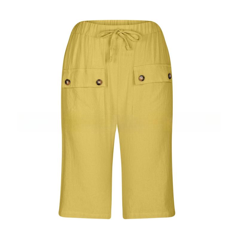 GMXIA Dámské módní ležérní jednobarevné kalhoty s vysokým pasem a capris