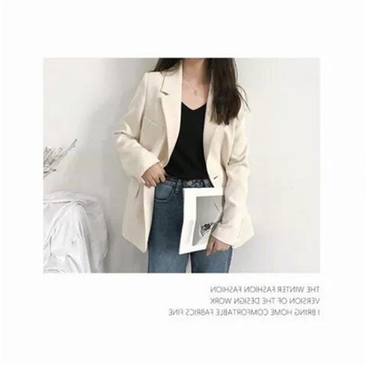 2025 Korean Style Women's Chic Casual Loose Long Sleeve Suit Top for Spring and Autumn