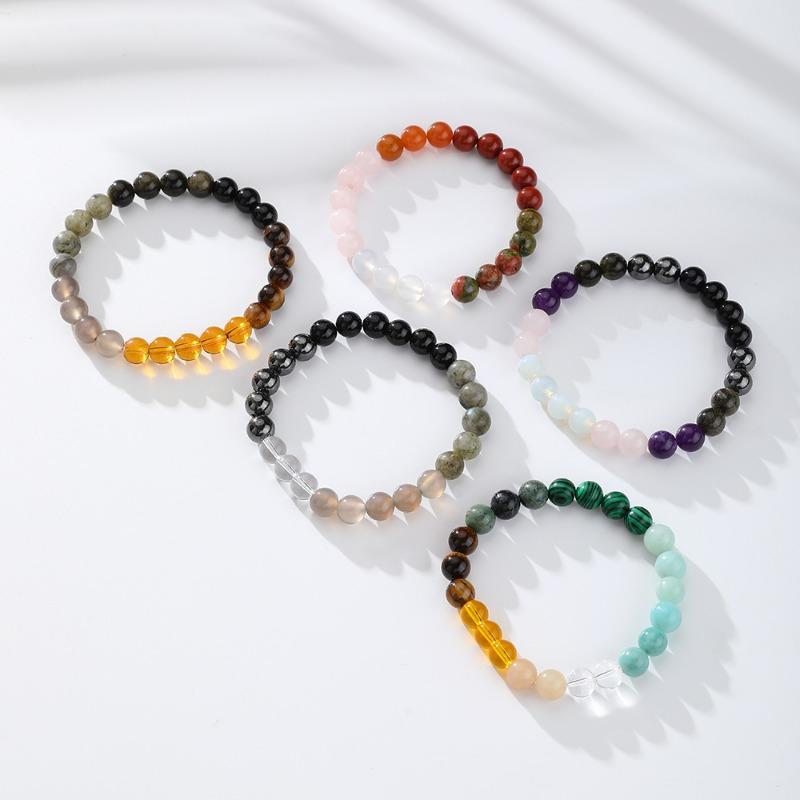 Natural Modern Volcanic Stone Bracelet Handmade Energy Bracelet Assisted Breathing Meditation Agate Stone Colorful Miniature Jewelry Ornament Bracelet