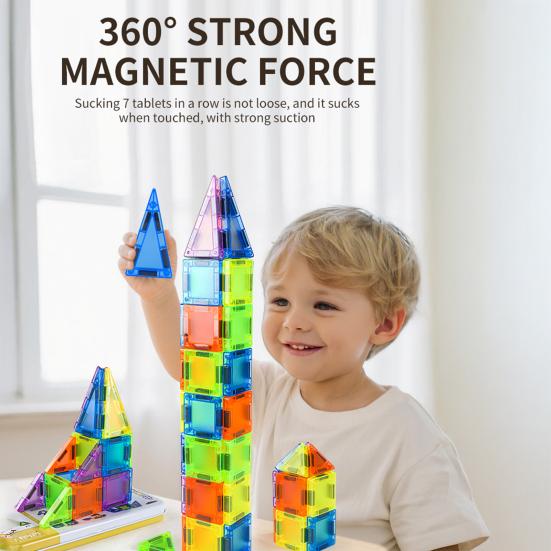 29/50Pcs/Set Colorful Magnetic Tile Kit Clear Geometric Shape Building Block Magnet Preschool Educational
