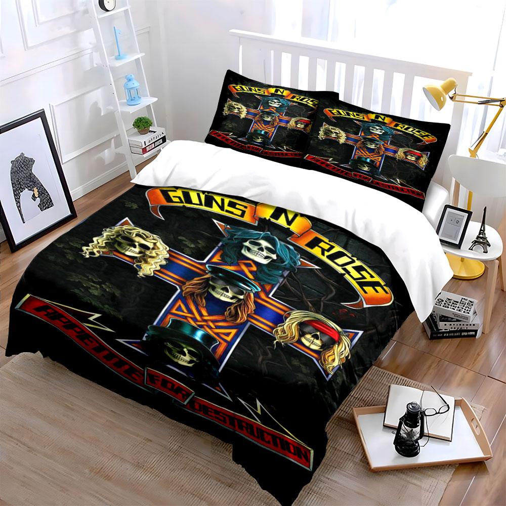 Skeletons on colorful cross. Bedding sets Duvet cover sets Duvet covers Pillowcases(1*Duvet Cover 2*Pillowcases without duvet insert)
