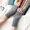 1Pair Women Winter Warm Gloves Soft Fingerless Long Polyester Solid Color Warmer Mittens
