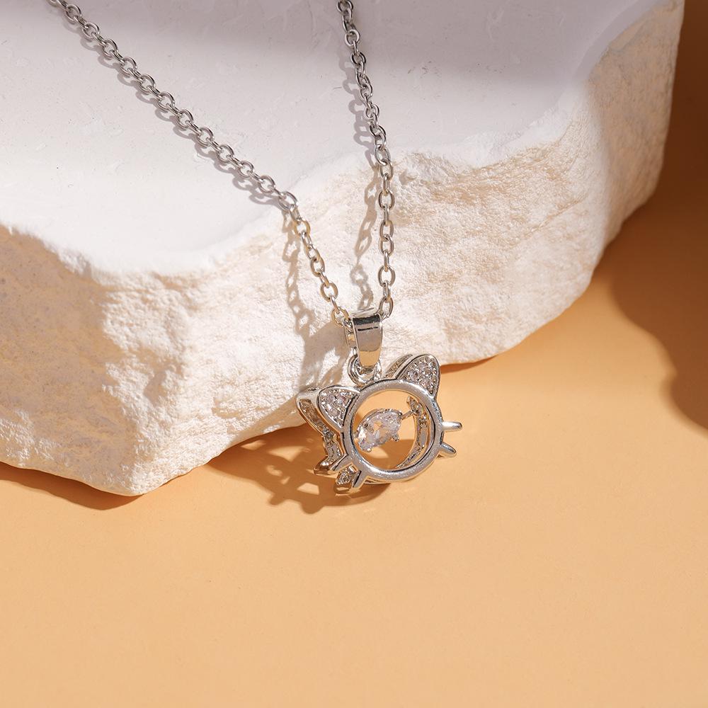 Women's Silver Titanium Steel Necklace with Micro-Inlaid Zircon - Elegant, Durable Clavicle Chain Jewelry