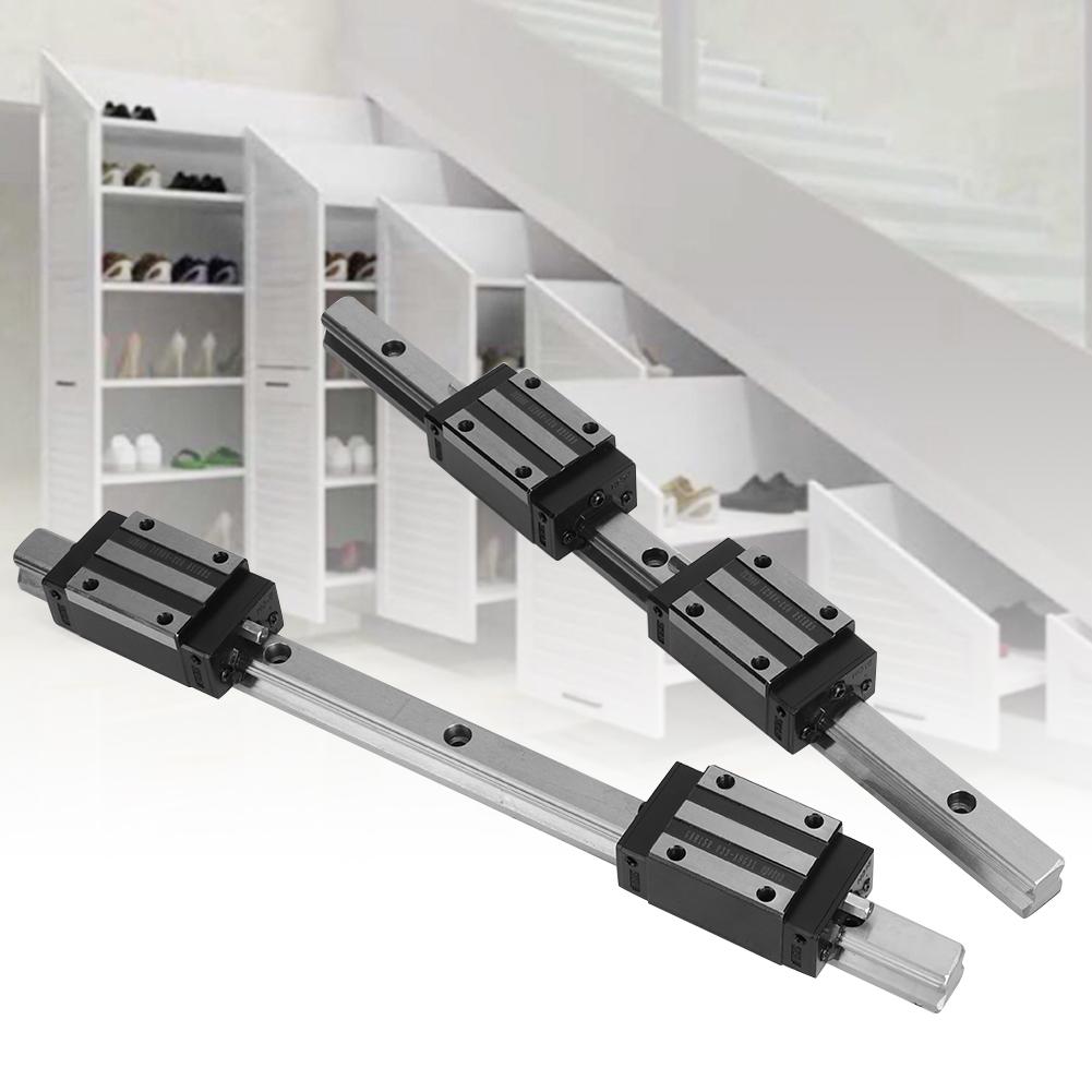 2Pcs HG15-300mm Cast Iron Linear Guide Rail with 4Pcs HGH15 Linear Bearing Slide Block Black