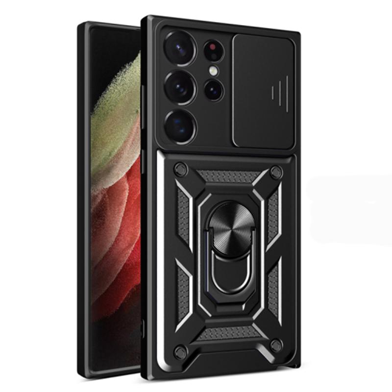 Armor Bumpers Case For Samsung Galaxy S24 S23 S22 S21 Ultra S20 Plus A53 A54 S20 FE Note 20 S23 FE Slide Camera Lens Cover