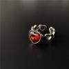 Sweet and Cool Pink Heart 925 Silver Ring for Women, Niche Design, Irregular Texture, Foil Fashion Versatile Ring