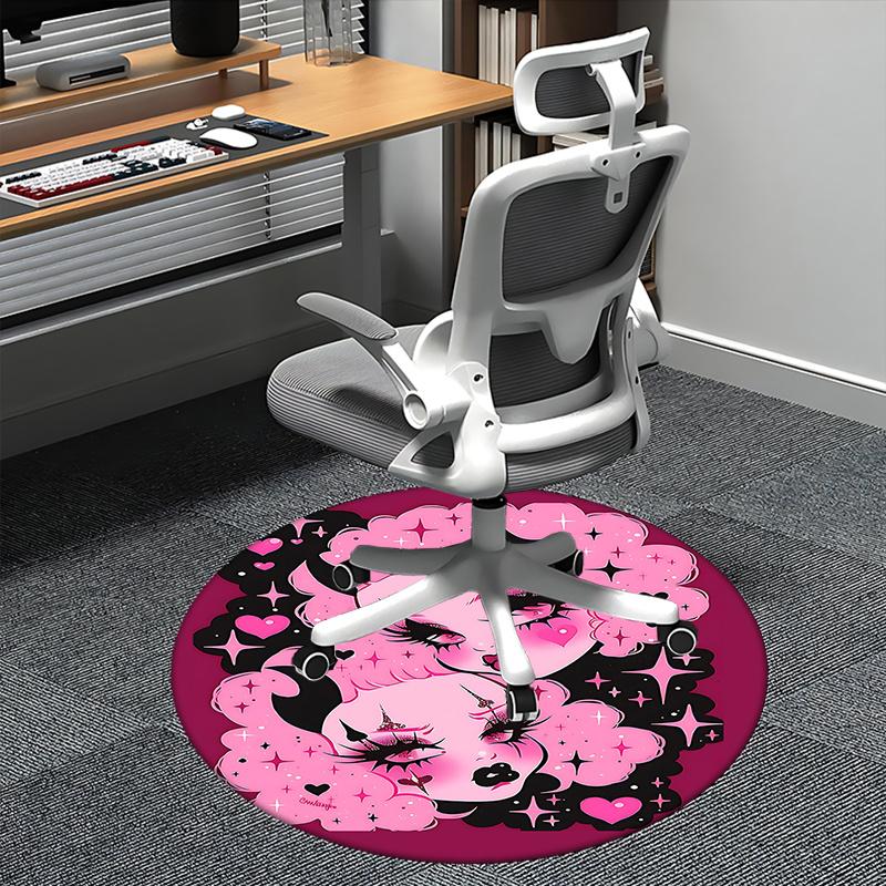 Gothic Lolita Chair Mat Round Carpet - Gothic Pink and Black Decorative Rug for Home Office Living Room Bedroom Sofa Gift0471b