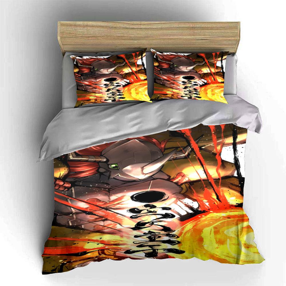 Armored character with flames. Bedding sets Duvet cover sets Duvet covers Pillowcases(1 * Duvet Cover 2 * Pillowcases without duvet insert)
