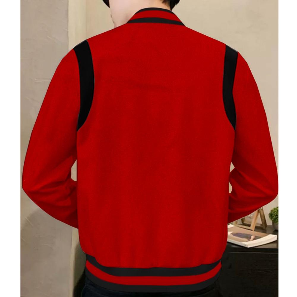 2025 European and American Men's Trendy Autumn and Winter Patchwork Buttoned Baseball Jacket Cardigan Coat